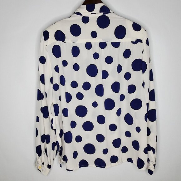 Da Rue Of California Womens Vintage Blue Polka Dot Button Up Blouse Size 16 - Picture 5 of 9